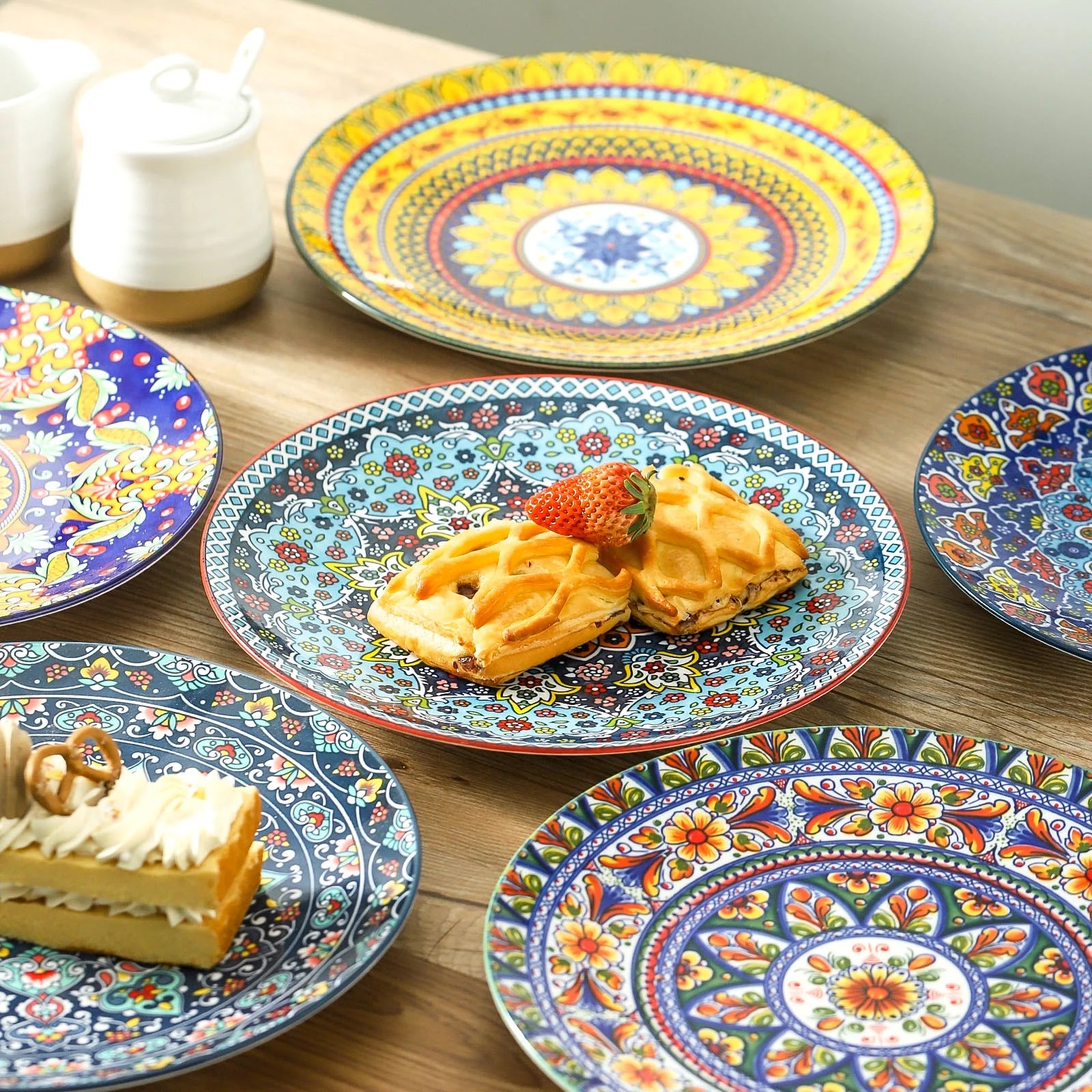 Set of 6 Ceramic Dinner Plates, 10.5 Inch , Safe for Microwave, Oven, and Dishwasher