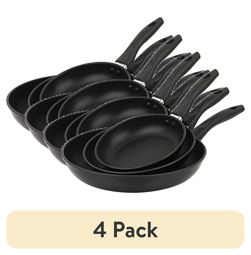 3-Piece Nonstick Aluminum Skillet Set, Black - 4 Pack