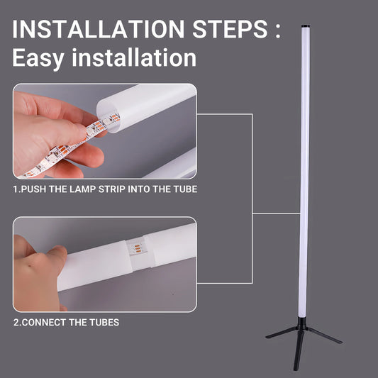 LED Corner Floor Lamp with 360° Color Changing, with Bluetooth App Control 