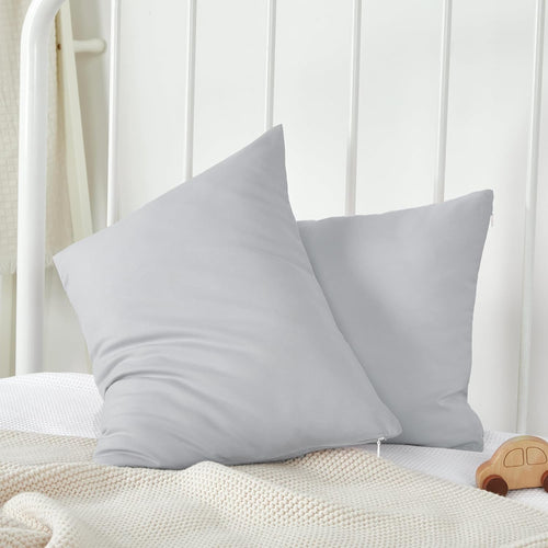 Toddler Pillowcase Set of 2 with Zipper, Silky Soft Microfiber 13" x 18" Kids Travel Pillowcases, Gray