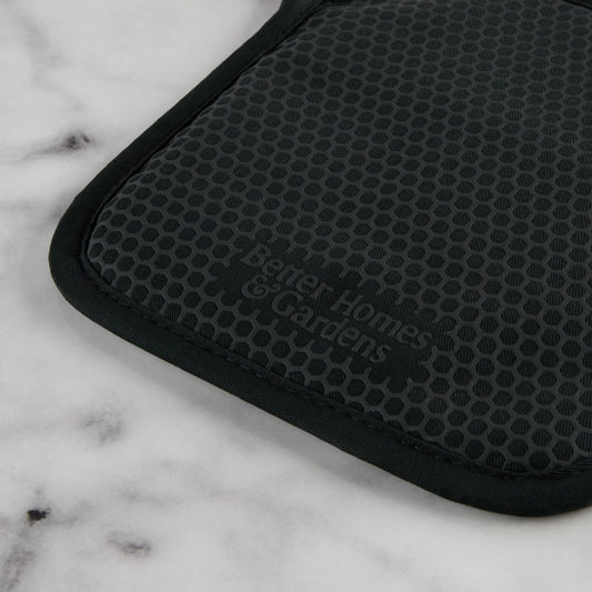 4-Piece Black Oven Mitt, Potholder, and Mini Mitt Set