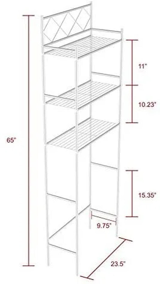 White 3-Shelf Bathroom Organizer: Space-Saving Over-the-Toilet Storage