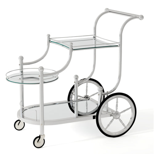 Bar Cart 3-Tier Home Bar Serving Cart on Wheels W/ Mirrored Shelves