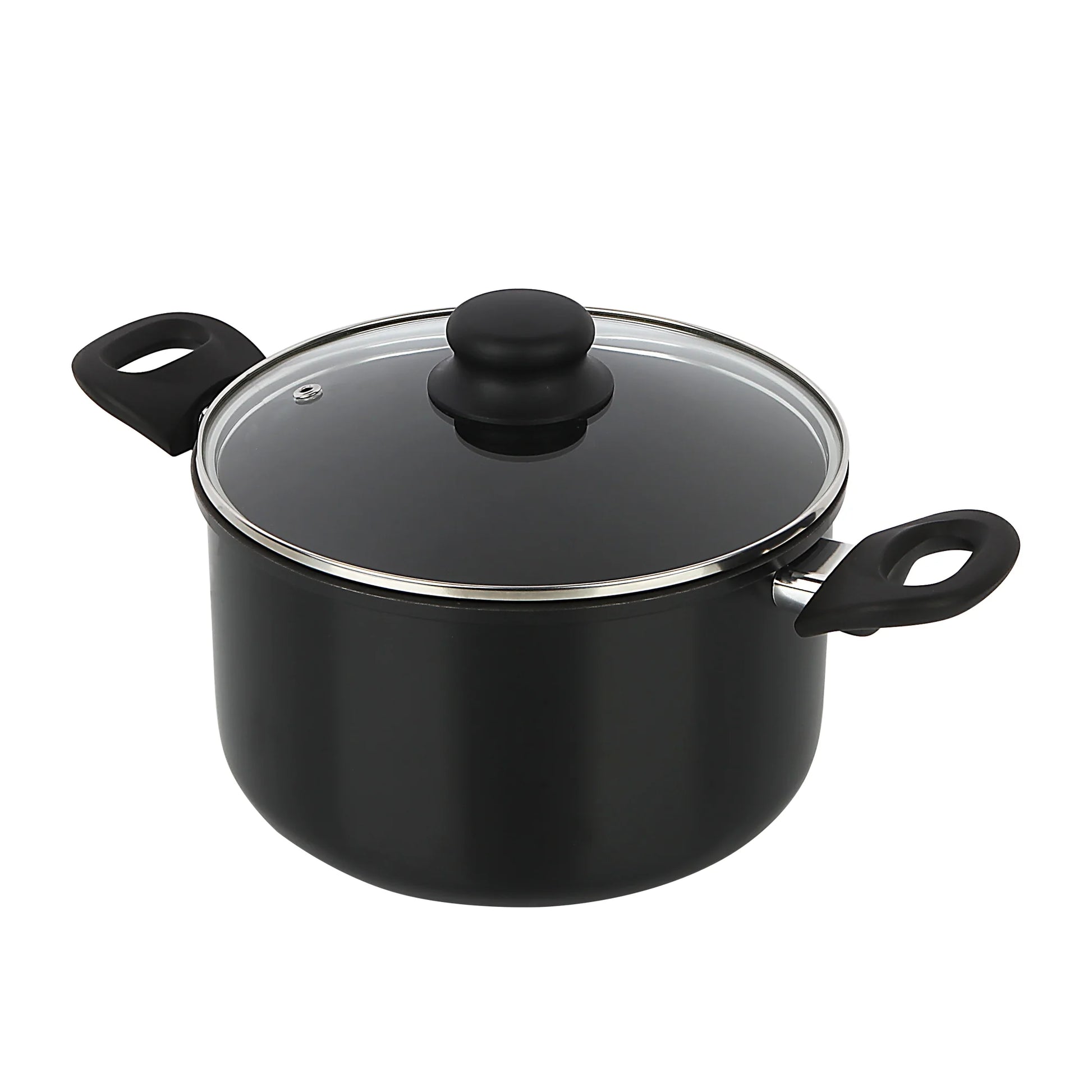 Aluminum Black Non-Stick 5QT Dutch Oven with Glass Lid - Dishwasher Safe and Easy to Clean