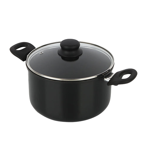 Aluminum Black Non-Stick 5QT Dutch Oven with Glass Lid - Dishwasher Safe and Easy to Clean