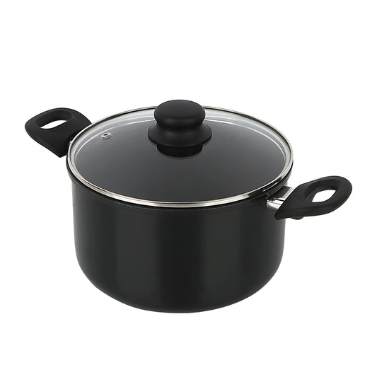 Aluminum Black Non-Stick 5QT Dutch Oven with Glass Lid - Dishwasher Safe and Easy to Clean