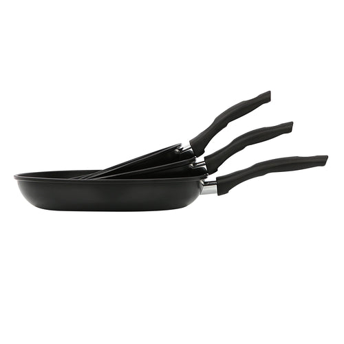 3-Piece Nonstick Aluminum Skillet Set, Black - 4 Pack