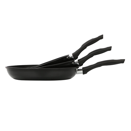 3-Piece Nonstick Aluminum Skillet Set, Black - 4 Pack